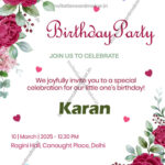 Birthday Invitation Card flowers